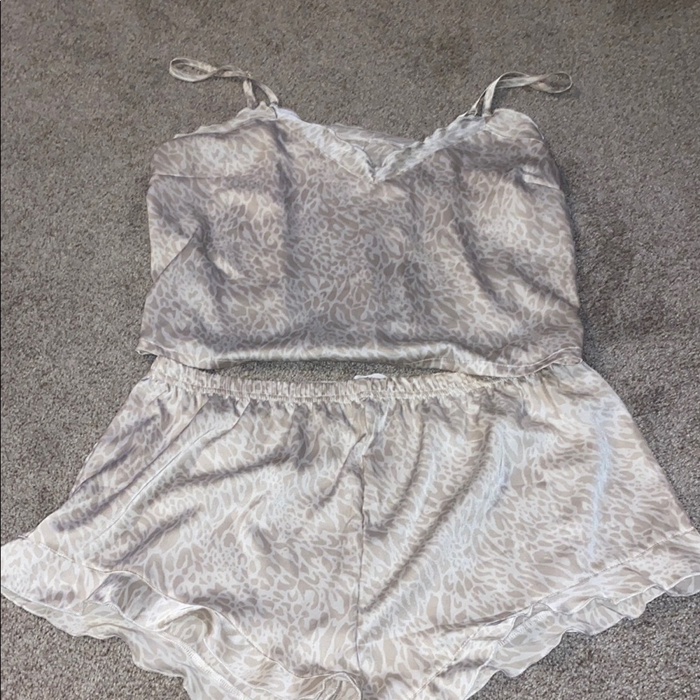 NWOT- Leopard Print Satin Pajama Set